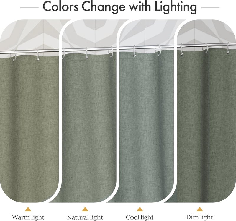 AmazerBath Boho Shower Curtains for Bathroom, Farmhouse Shower Curtain with Tassels, Sage Green Shower Curtain Set, Faux Linen Fabric Shower Curtain with 12 Hooks, Hotel Quality, 72x72 Inches - Image 5